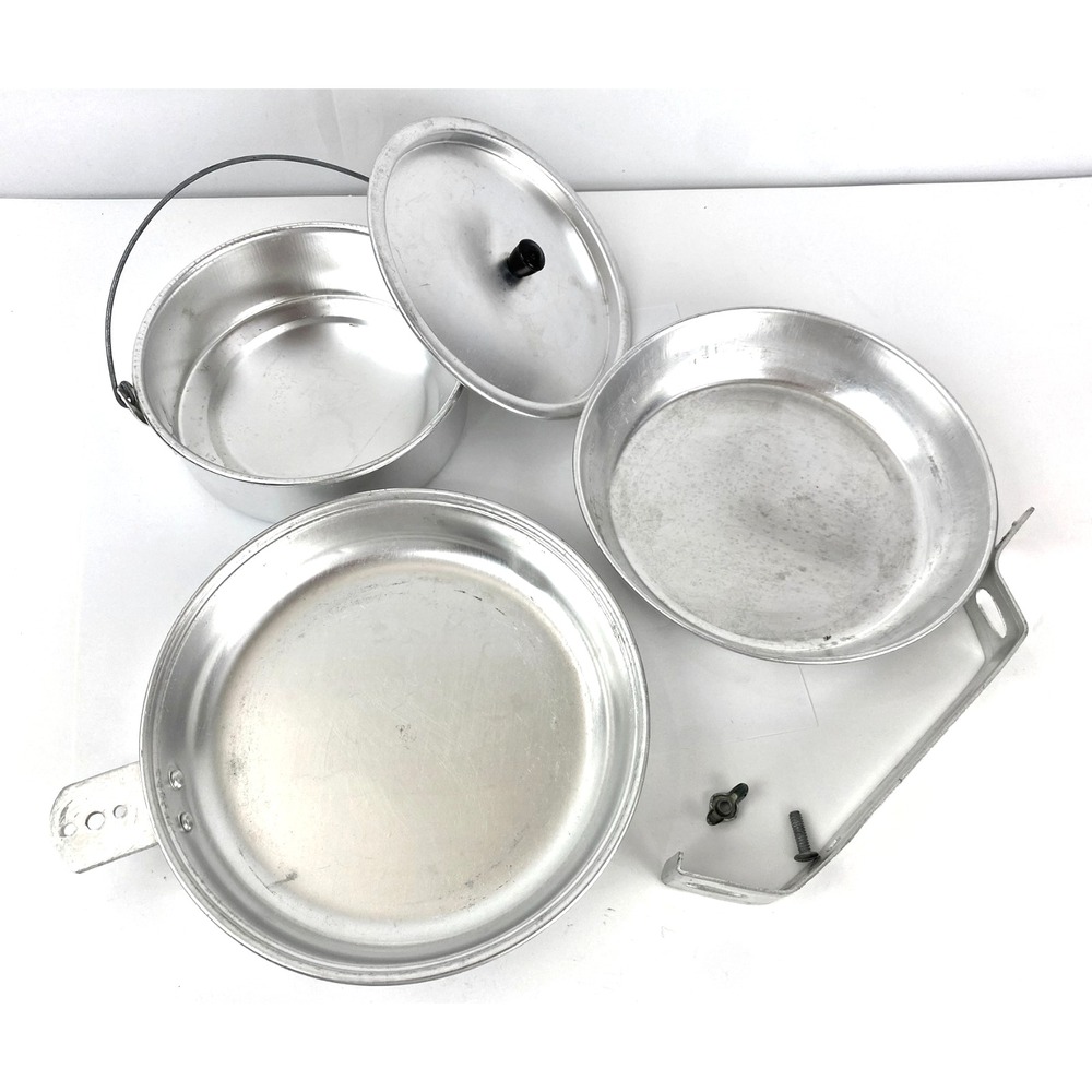 Boy Scouts Mess Kit Complete 5 Pieces Aluminum Plate Cook Pot Handle Excellent
